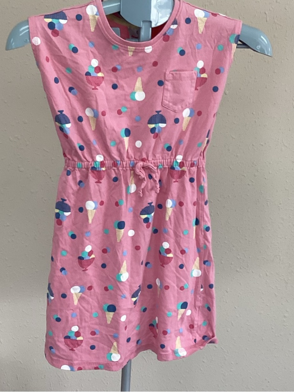 Hanna Andersson Pink Ice Cream Print Drawstring Dress